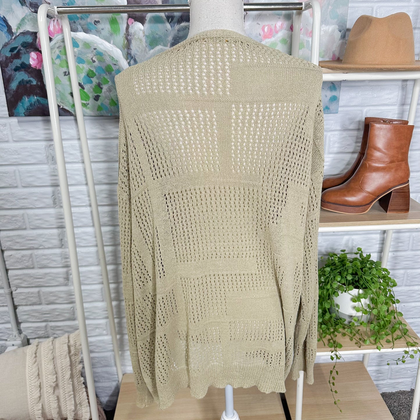 Tan Crochet Cardigan (M/L)