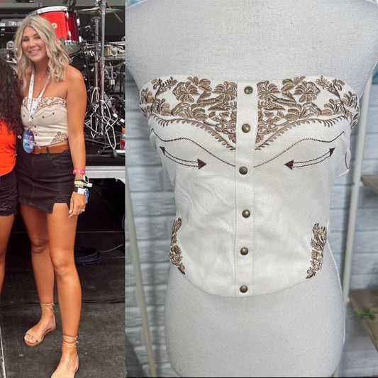 Lilyful Suede Embroidered Tube Top (M)