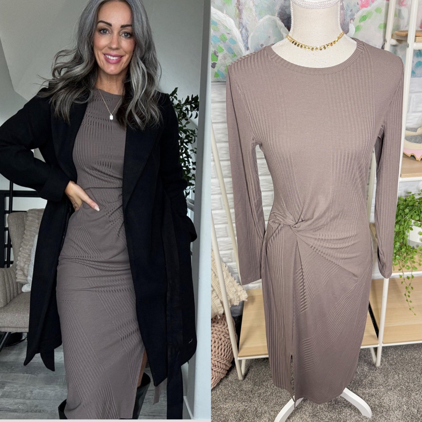 Maurice’s New 24/7 Knot Front Long Sleeve Midi Dress (M)