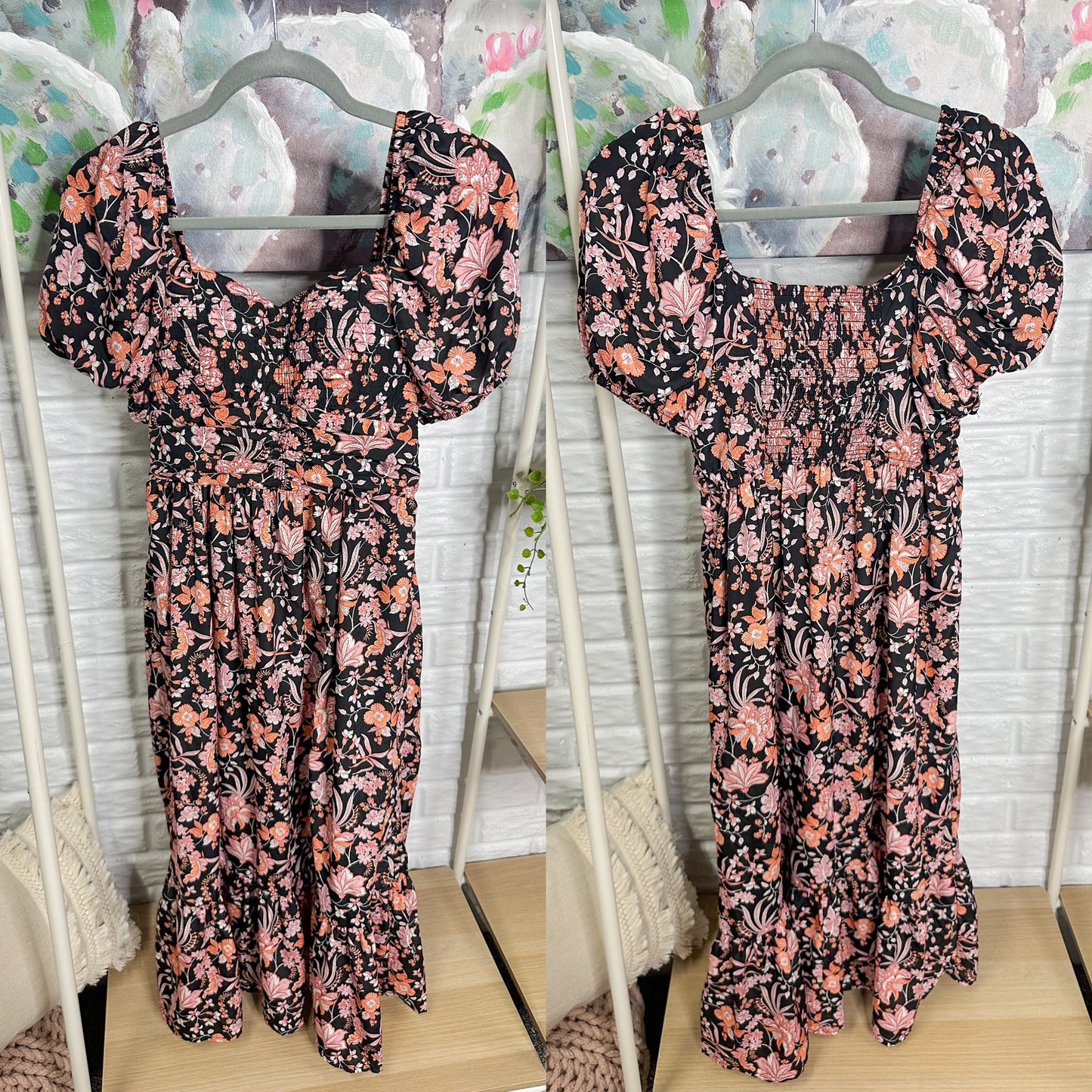 Maurice’s Floral Sweetheart Neck Midi Dress (XS)