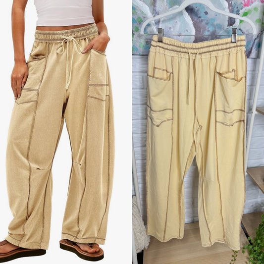 Beige Barrel Wide Leg Pants (M)