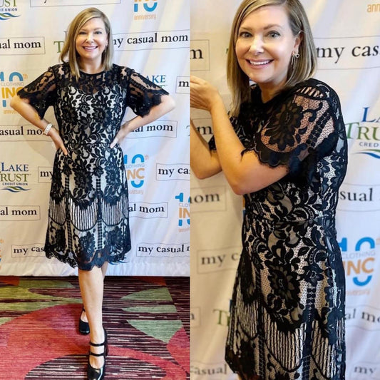 MSLG Black Lace Party Dress
