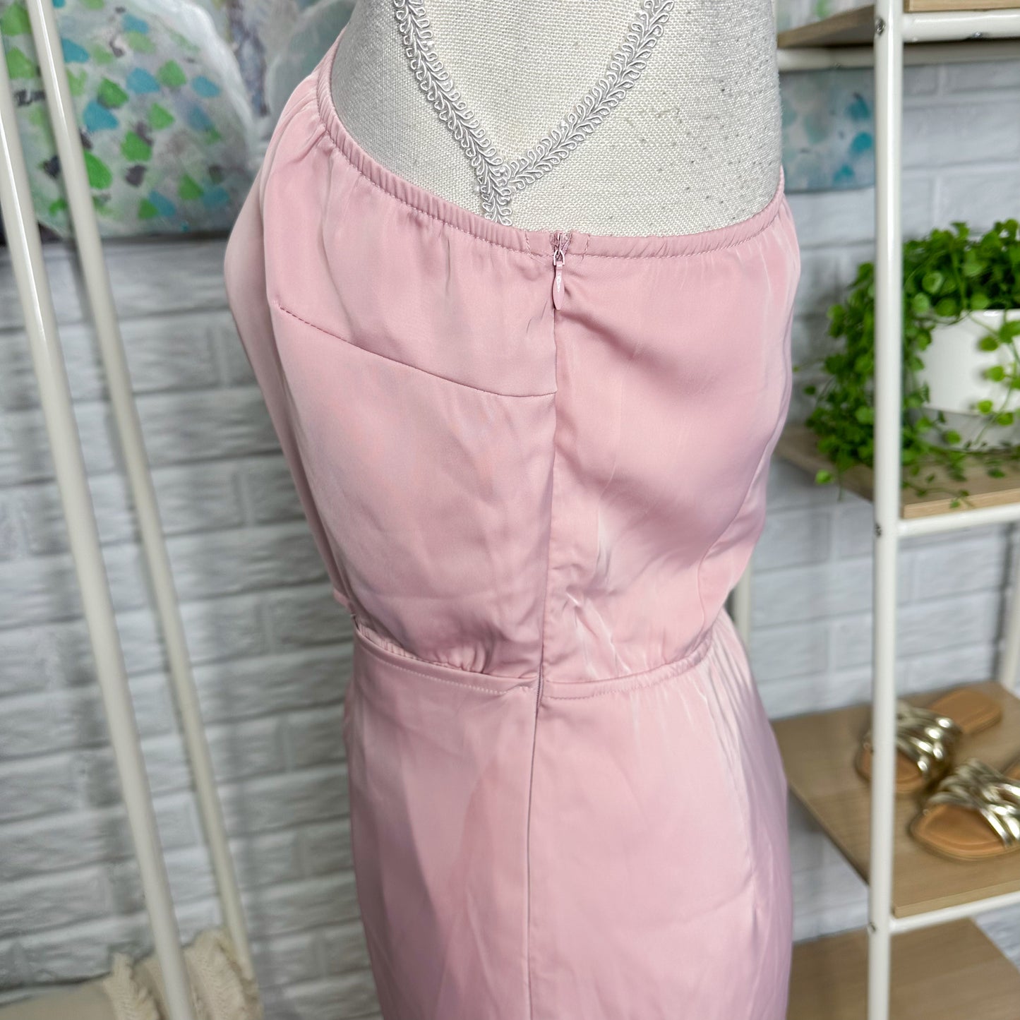 BTFBM New Pink Satin One Shoulder Mini Dress (M)