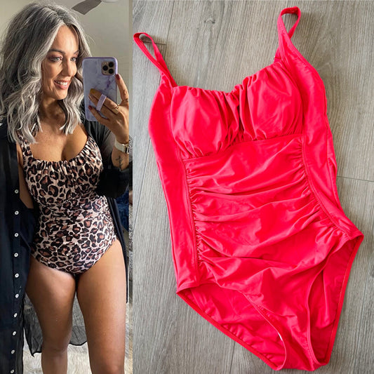 Aqua Eve Red Print One Piece Swimsuit Size Large