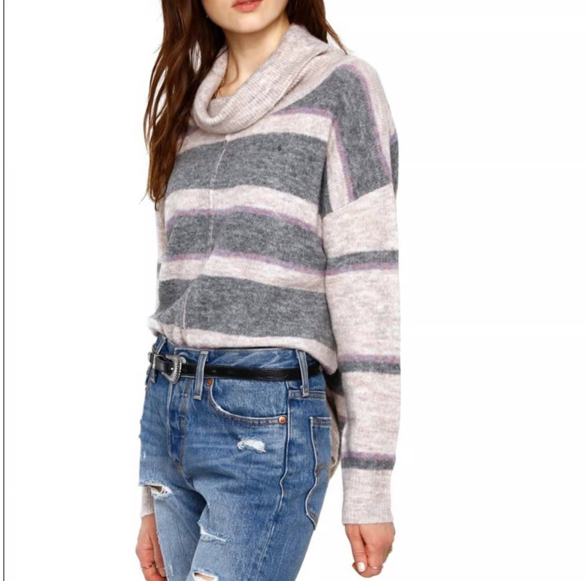 Evereve Heartloom New Portia Cowl Neck Stripe Sweater (S)