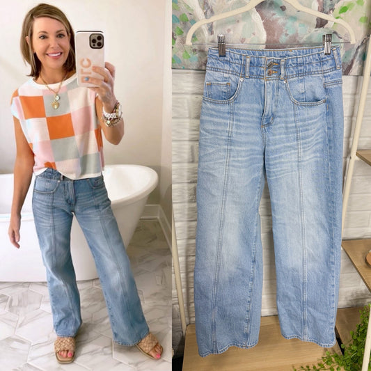 LOFT Seamed Wide Leg Jeans in Bright Authentic Indigo (25/0)