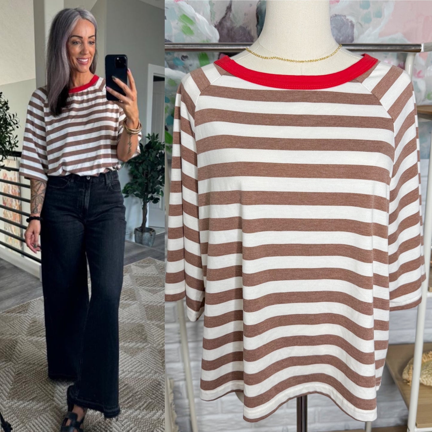 Dokotoo Striped Oversized Tee