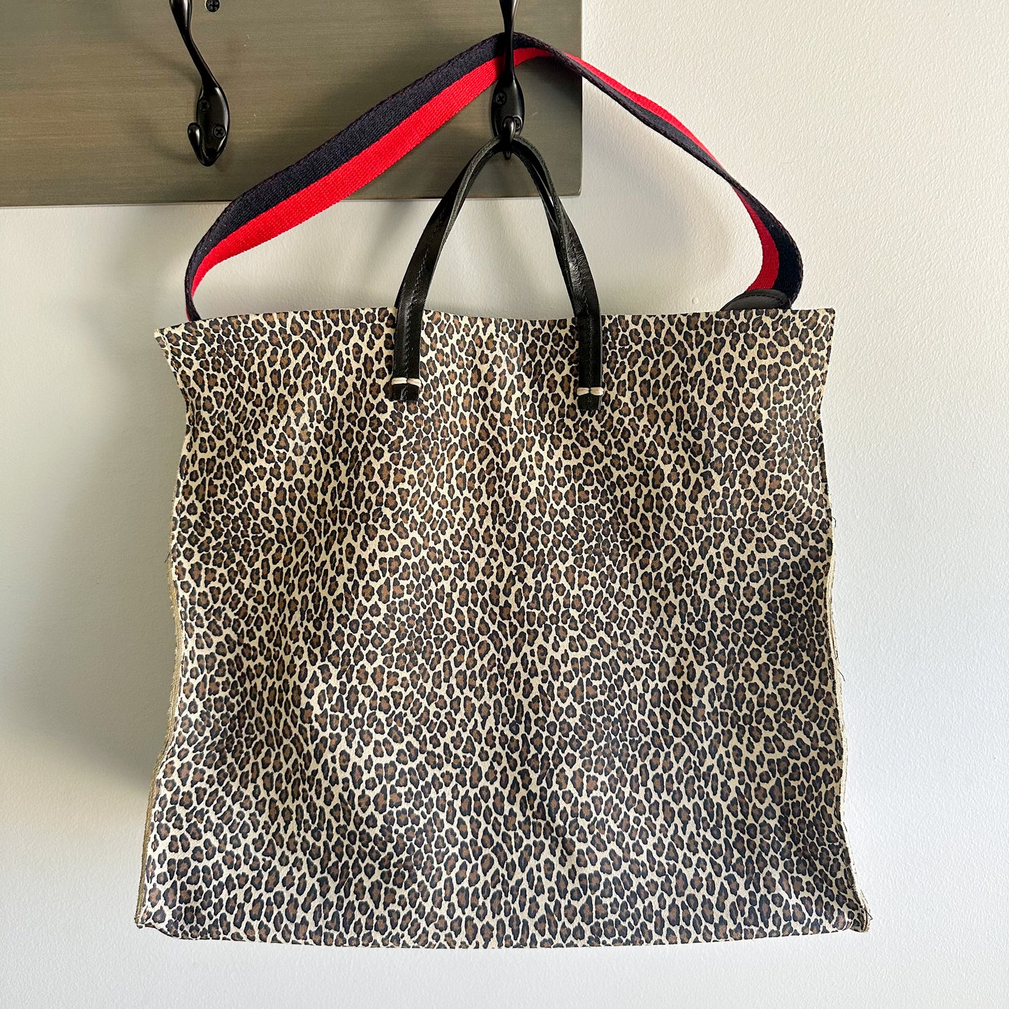 CLARE V. Simple Suede Leather Tote Bag Mini Cat Leopard Printatyer