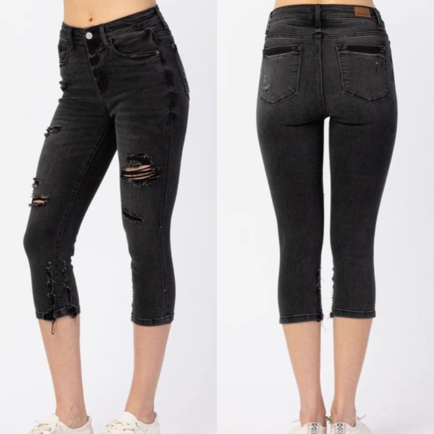 Judy Blue High Waist Black Skinny Fit Capri (29)