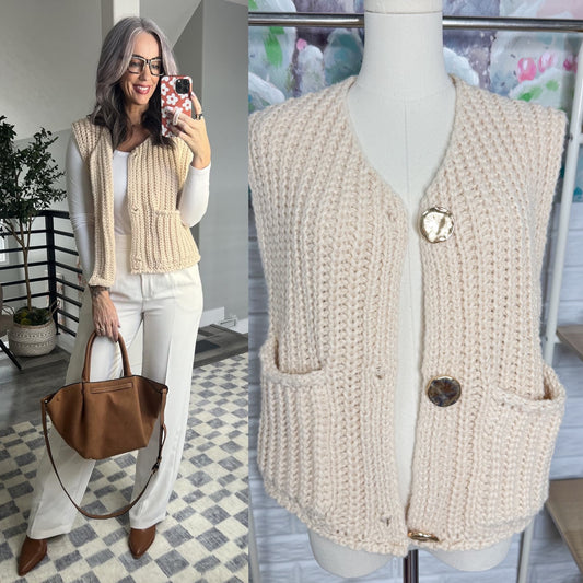 Anrabess New Cream Sweater Vest (M)