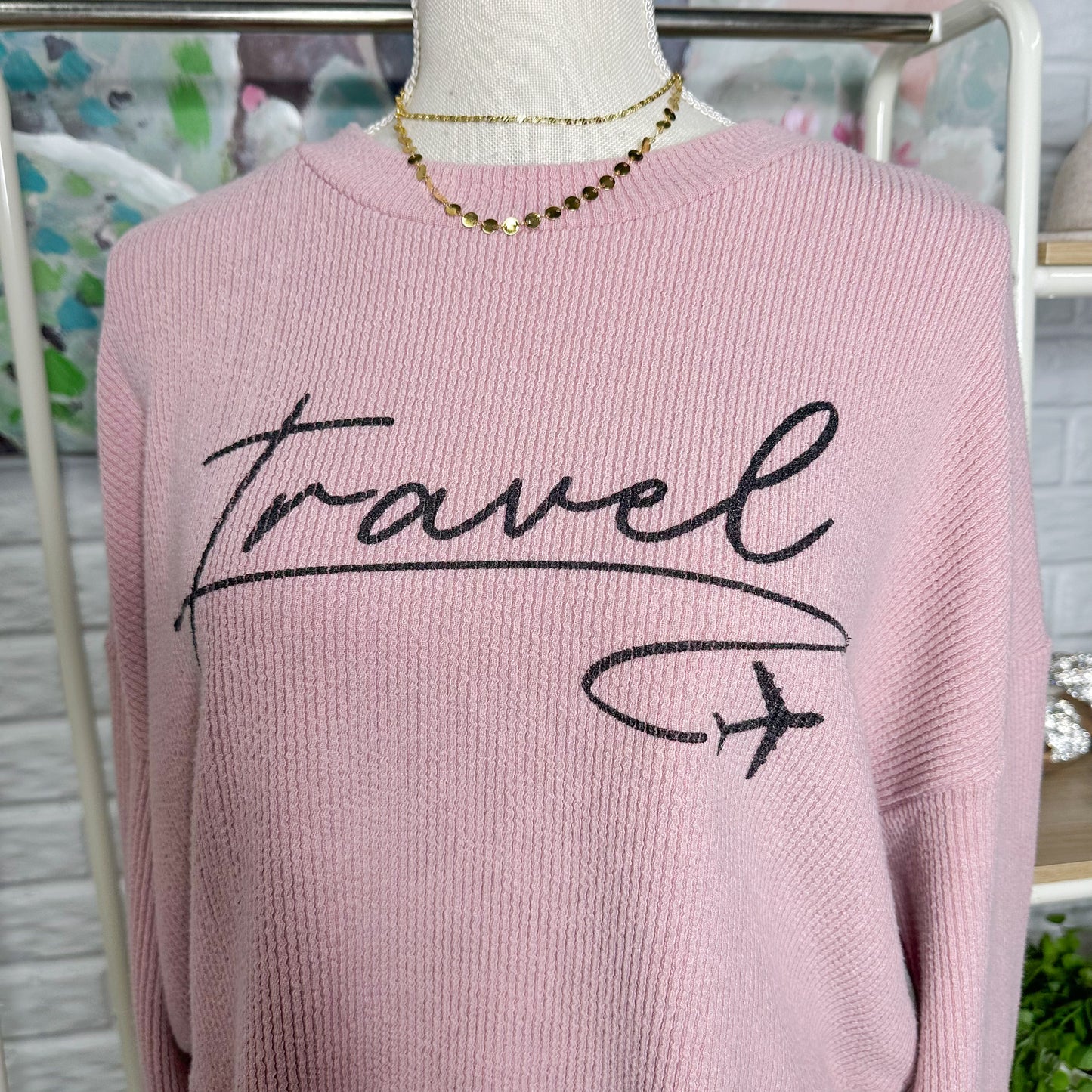 Pink Lily Travel Graphic Sweatshirt (L)