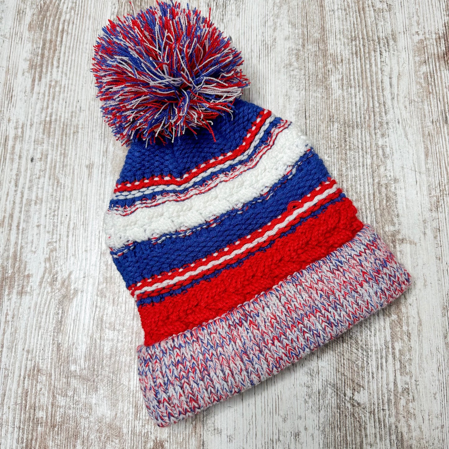 Red, White, & Blue Pom Beanie