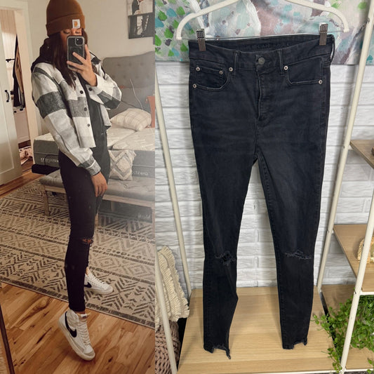 American Eagle Black Super High Rise Jegging (8 X-long)