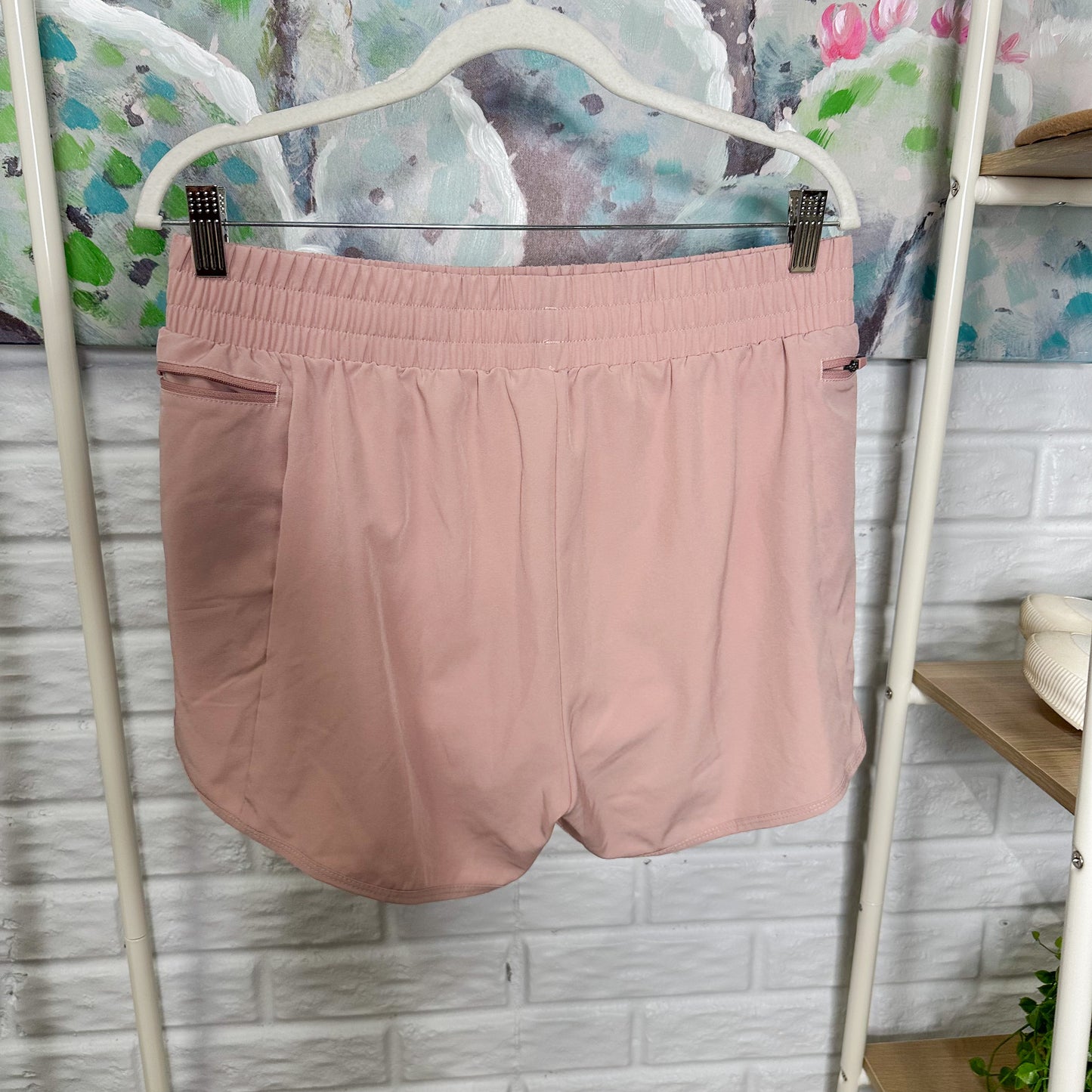 Pink High Waisted Running Shorts (L)