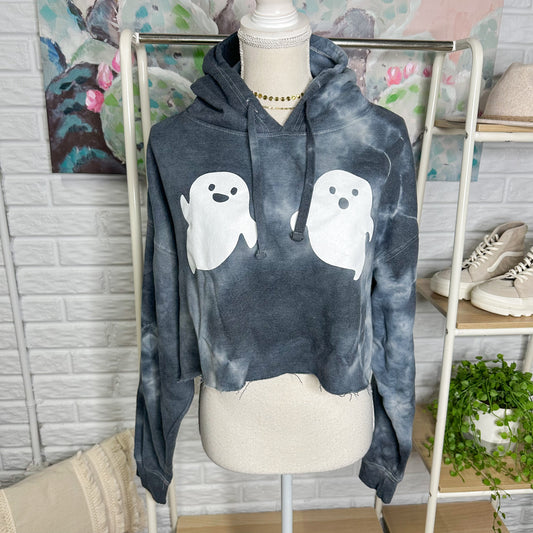 Tie Dye Ghost Cropped Hoodie (XL)