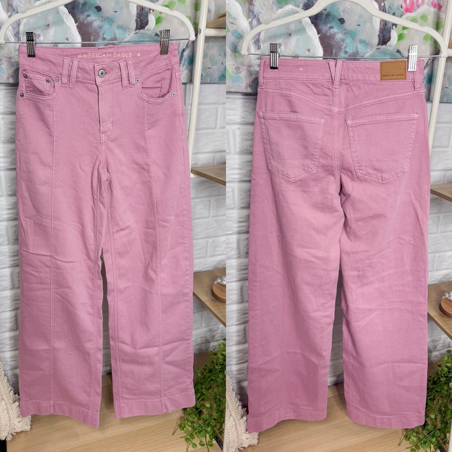 American Eagle New Low Rise Wide Leg Jeans Purple (000)