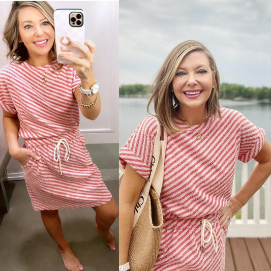 Lou & Grey Red Striped Pocket Dress (XS)