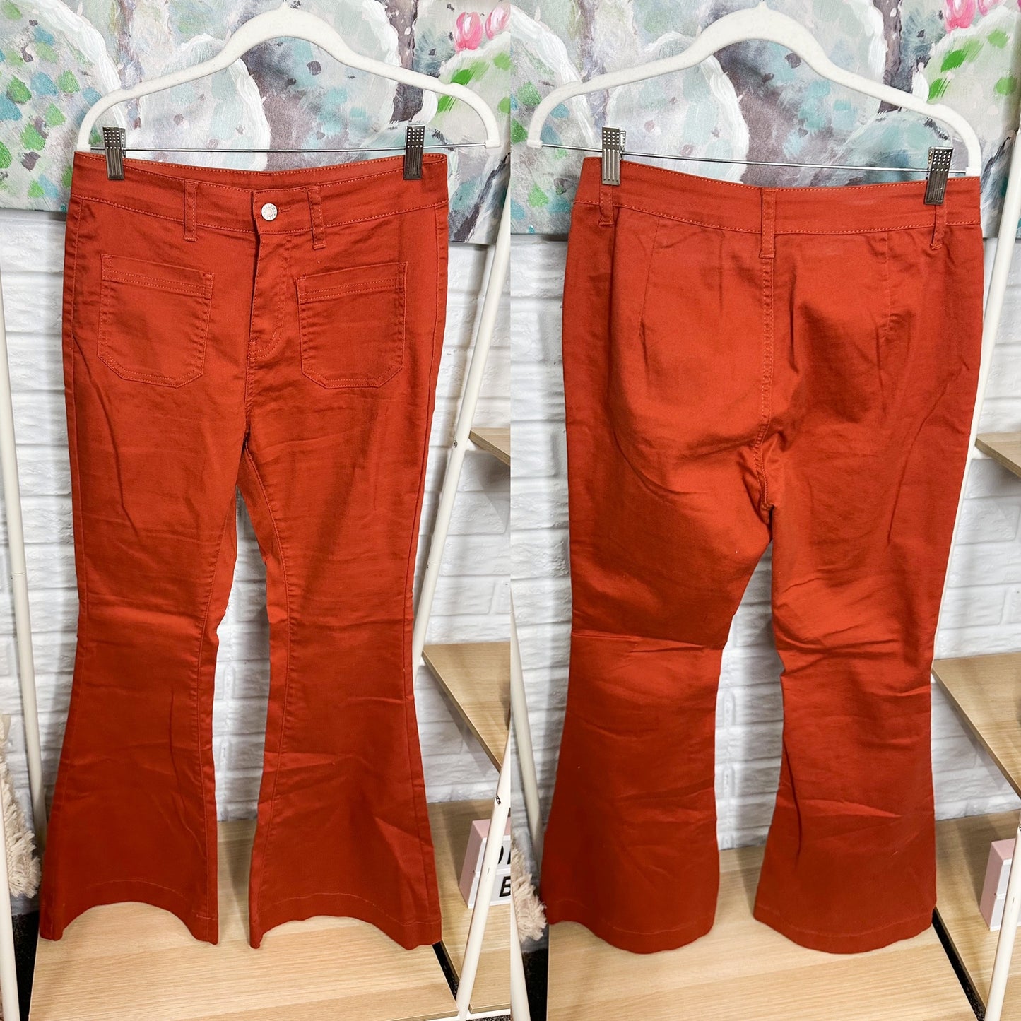 Sidefeel Rust Brown Flare Pants Size 10