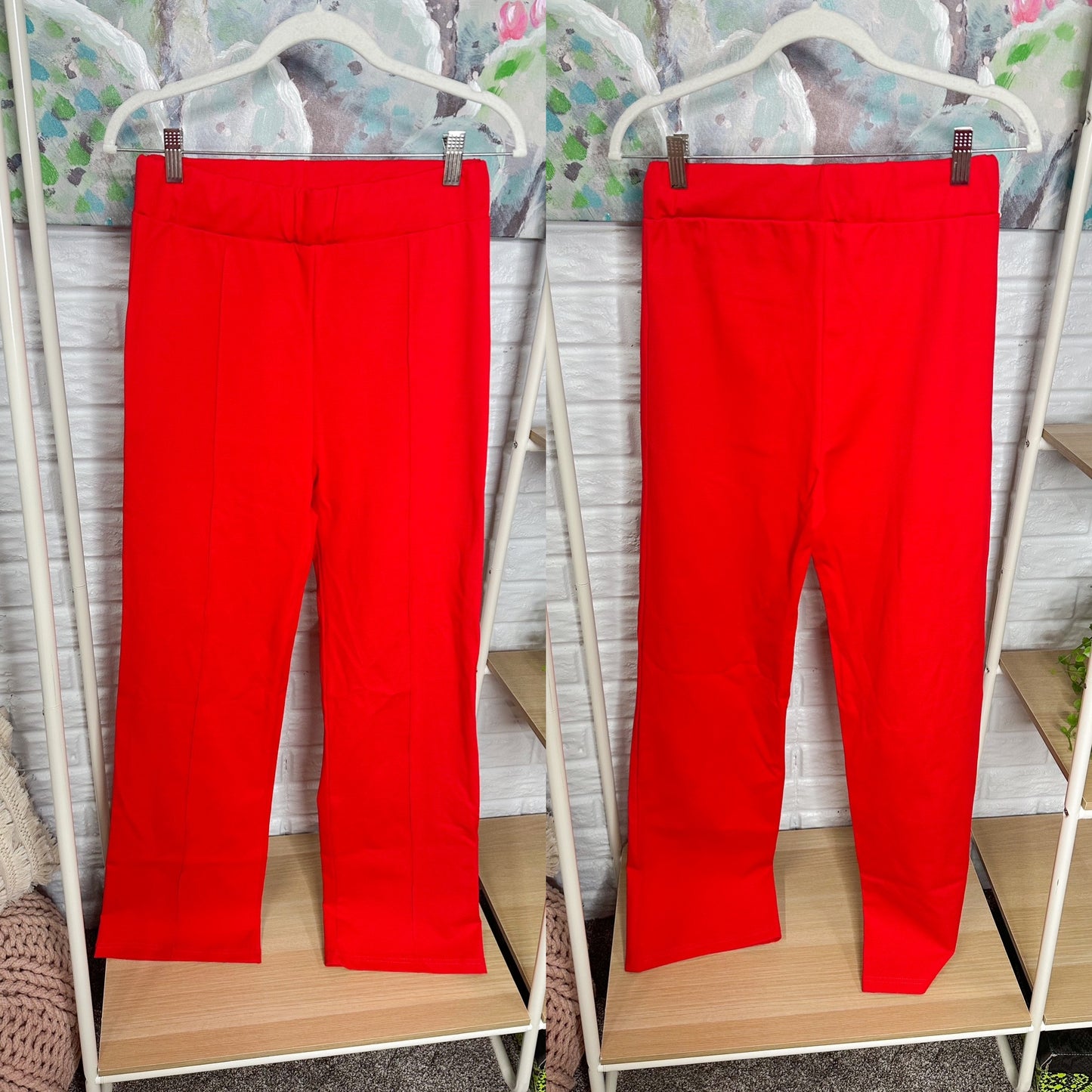 Topsrani Red High Waisted Dress Pants (M)