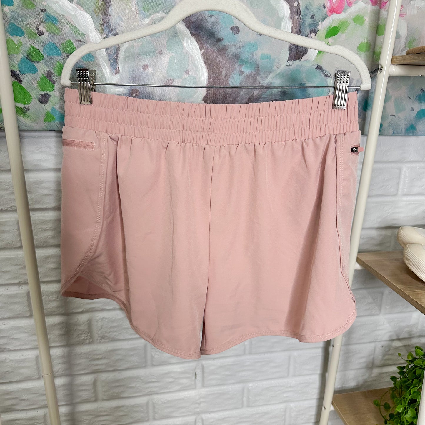 Pink High Waisted Running Shorts (L)