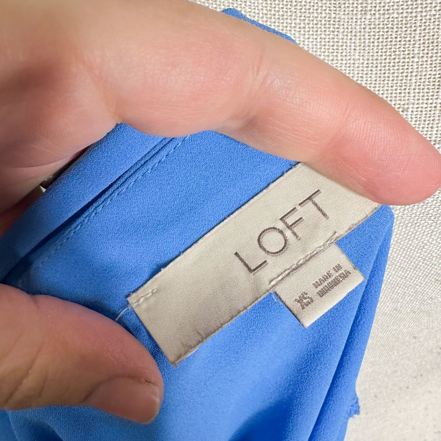 LOFT Blue Keyhole Back Short Sleeve Blouse Size XS