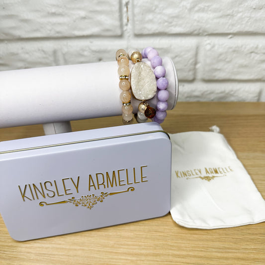 Kinsley Armelle NEW 3 Piece Druzy Braclet Set