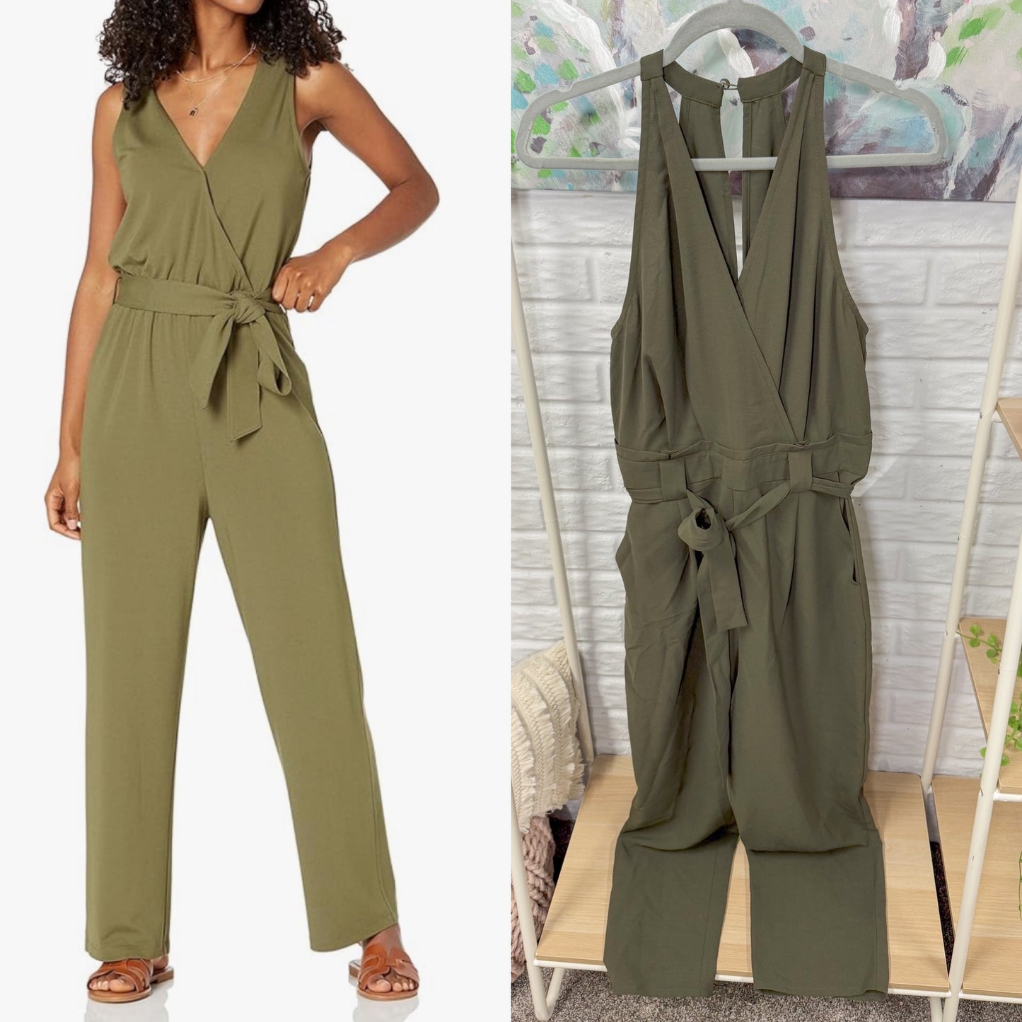 Green Sleeveless Wrap Jumpsuit (M)