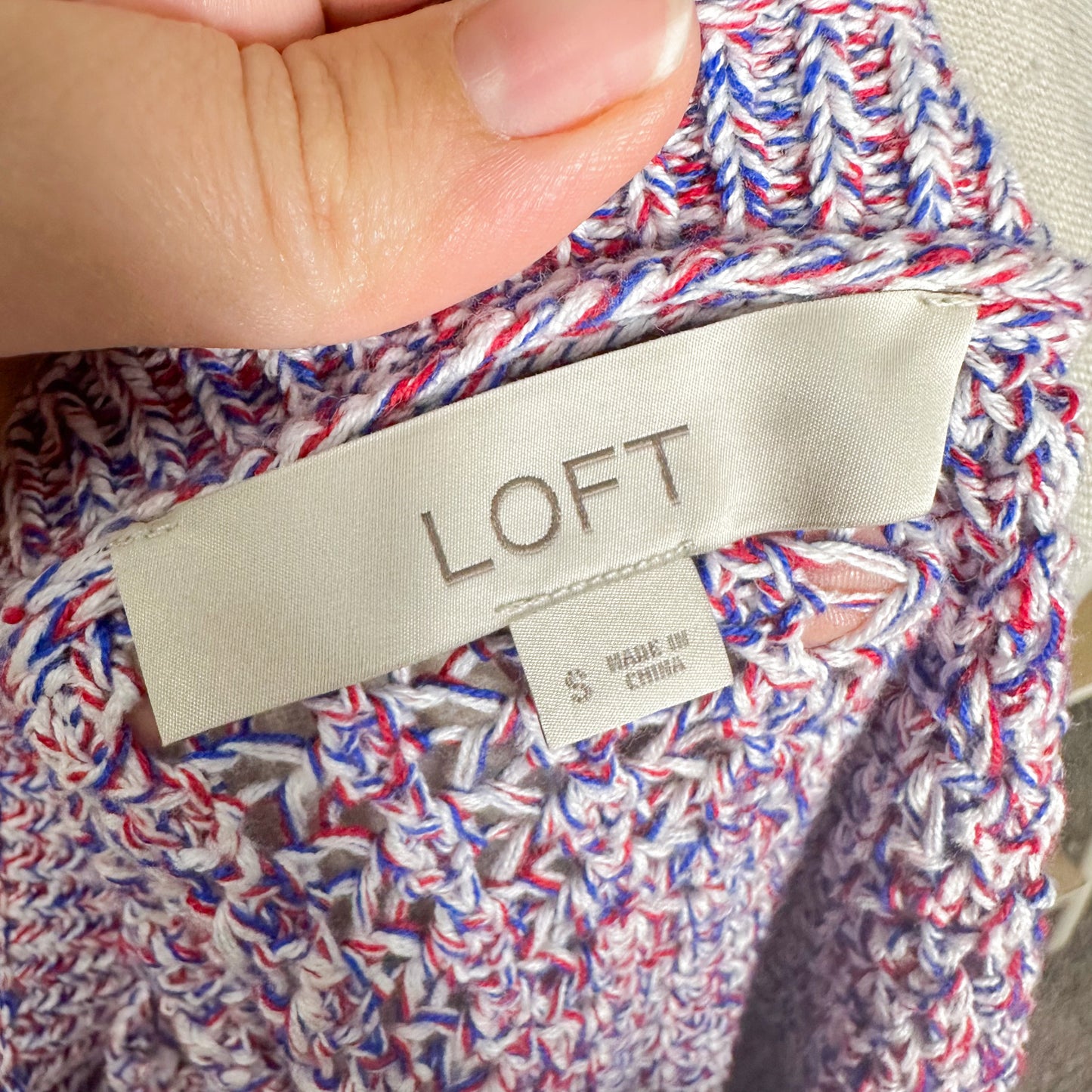 LOFT Open Stitch 3/4 Sleeve Sweater Size Small