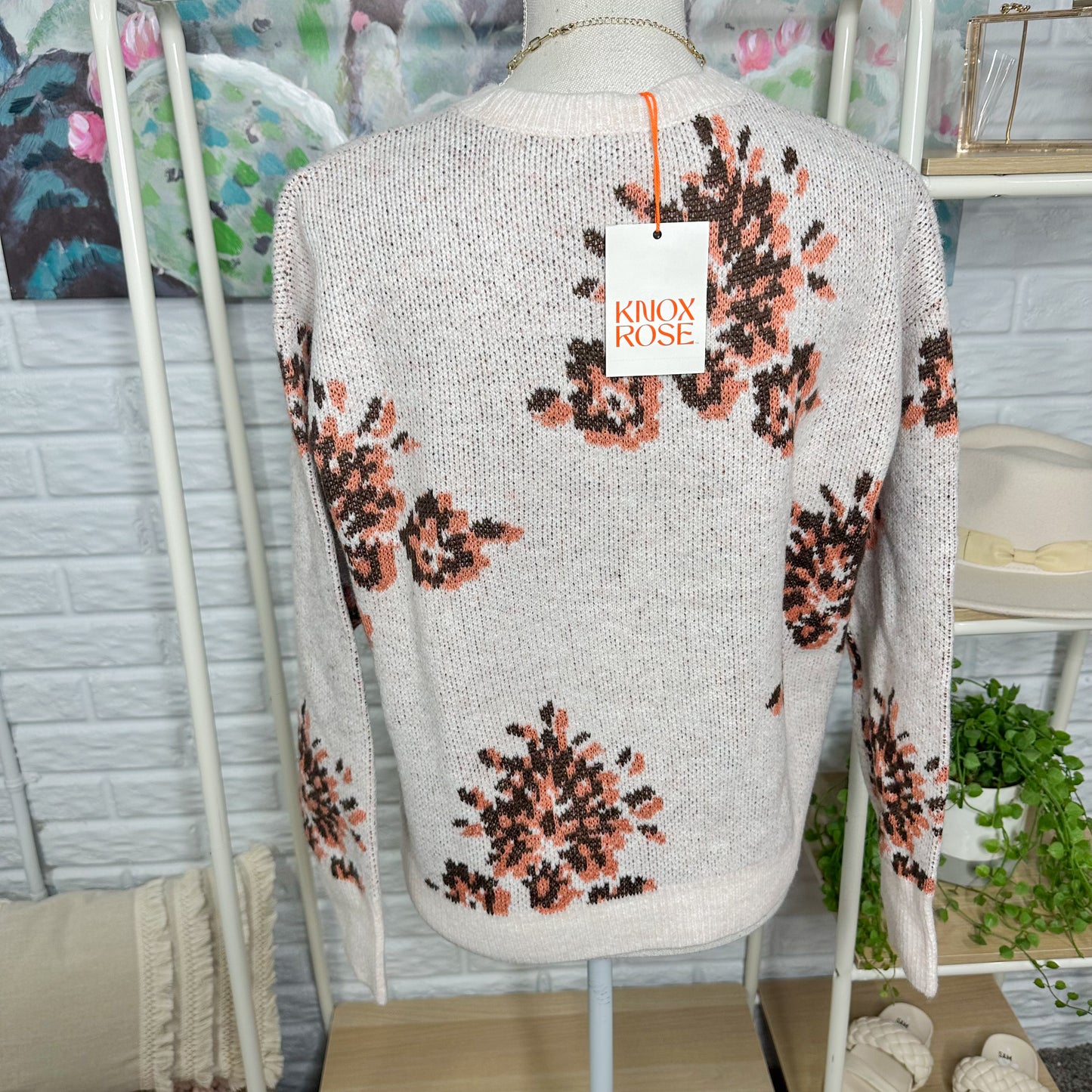 Knox Rose New Floral Crewneck Sweater Size Small
