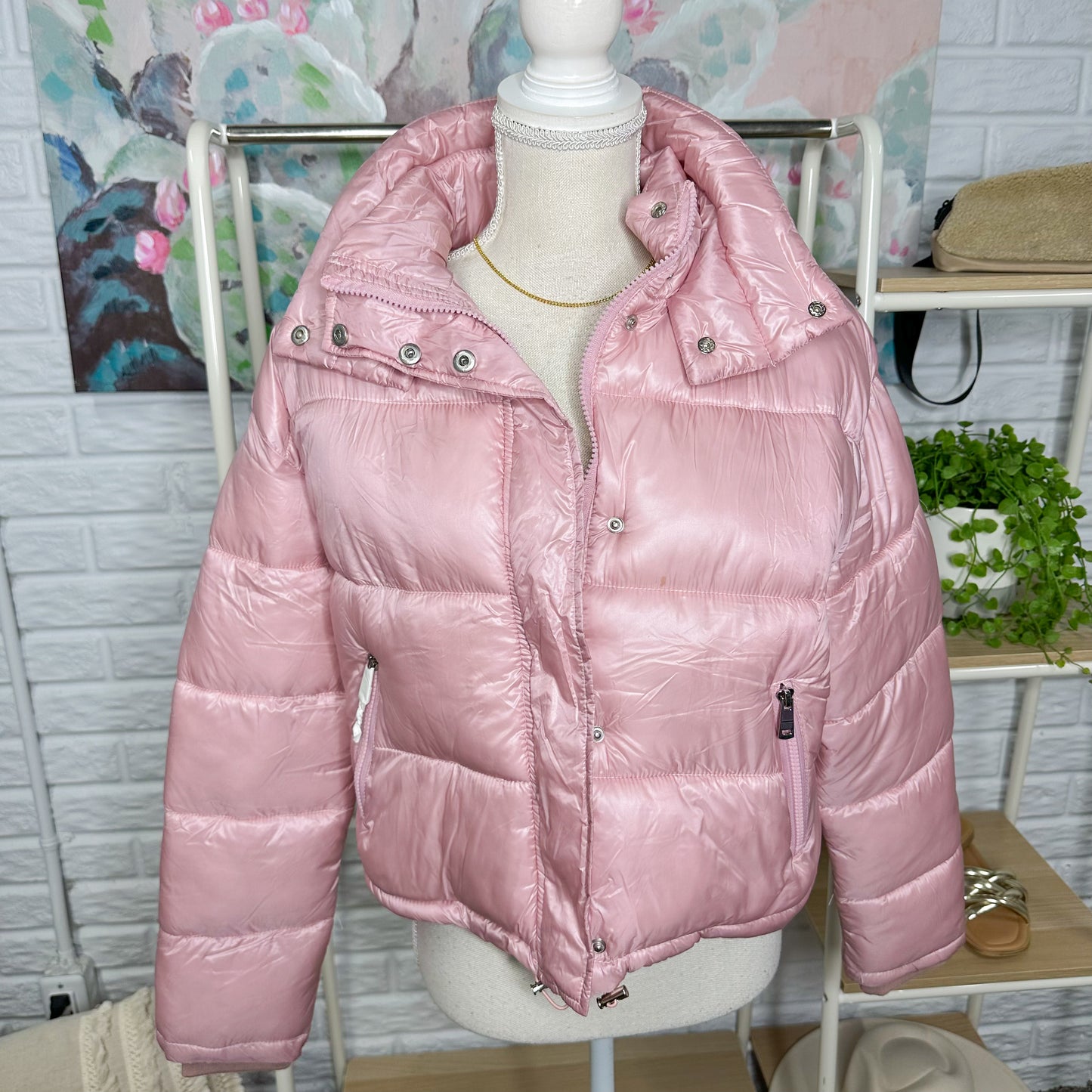 Judith March New Pink Puffer Jacket Size Large