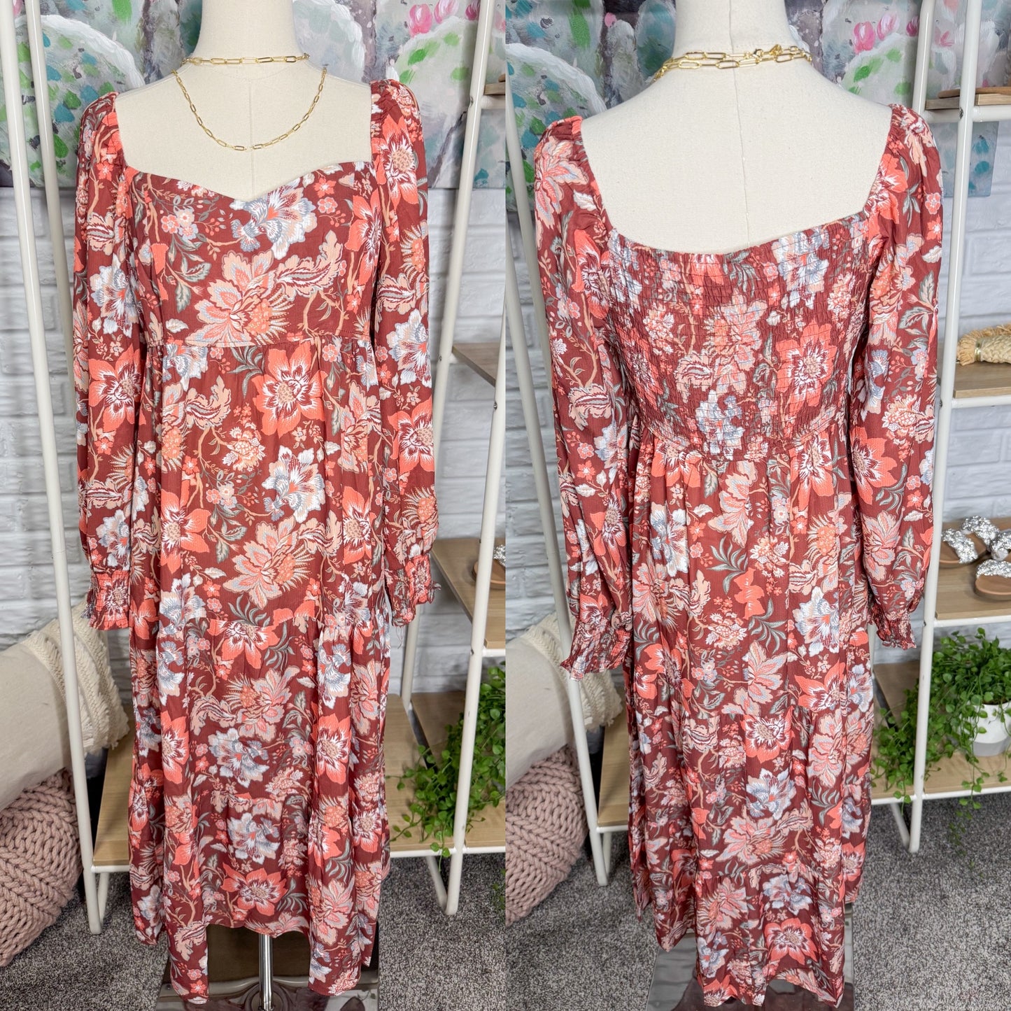 Petal + Pup Franklin Floral Puff Sleeve Midi Dress (6)