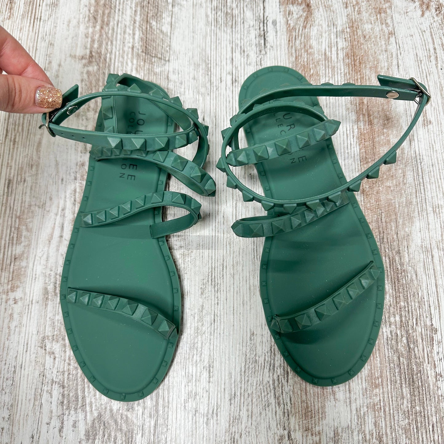 Journee Collection Saphira Green Jelly Sandal Size 6