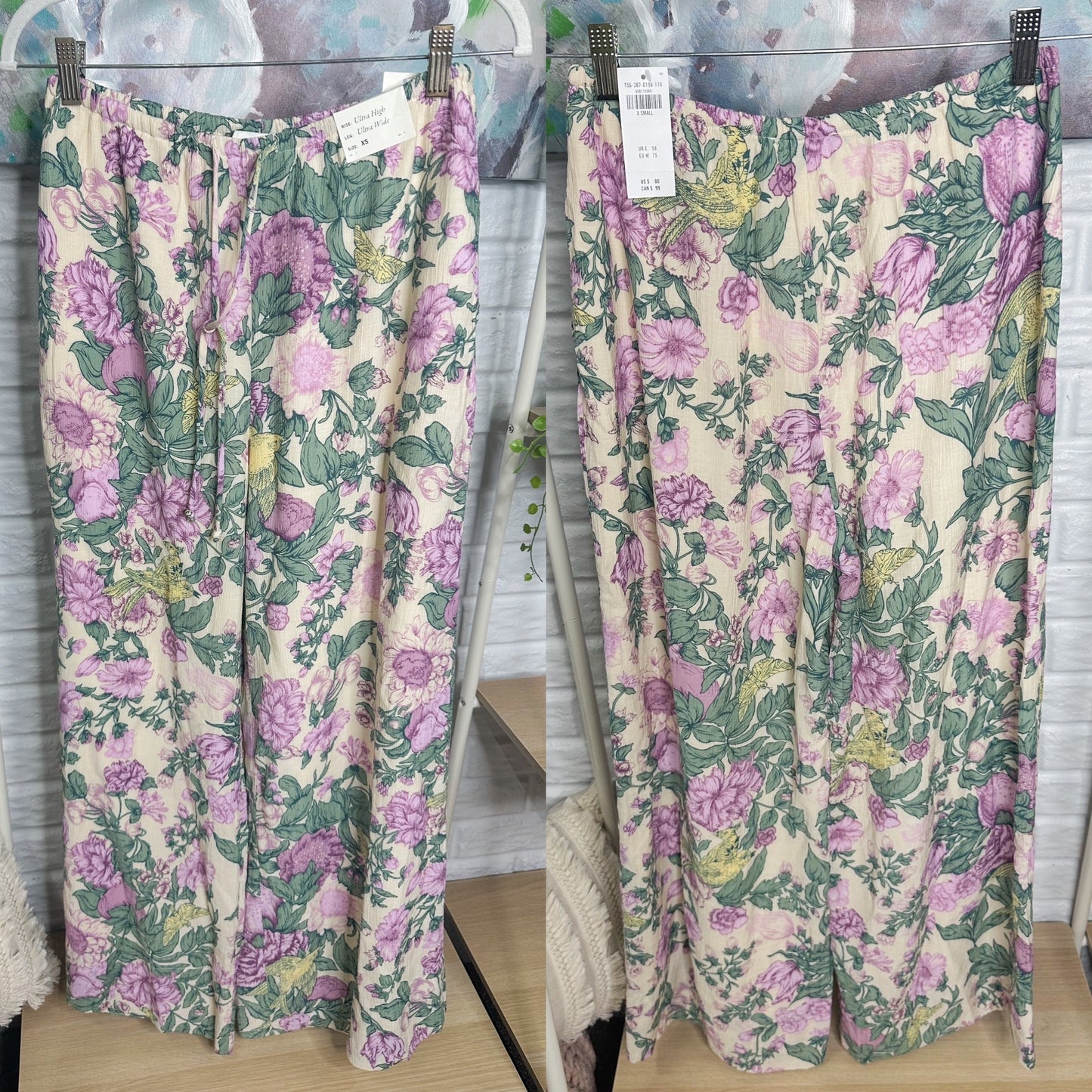 Abercrombie & Fitch New Crinkle Textured Floral Plazzo Pants (XS)