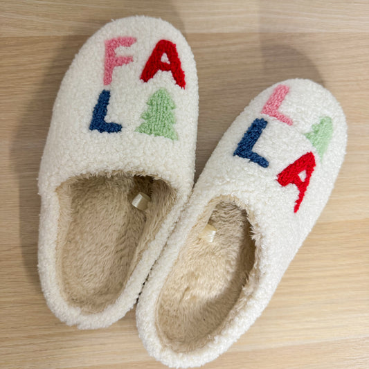 Fa La La La Ivory Slippers (small 6-8)