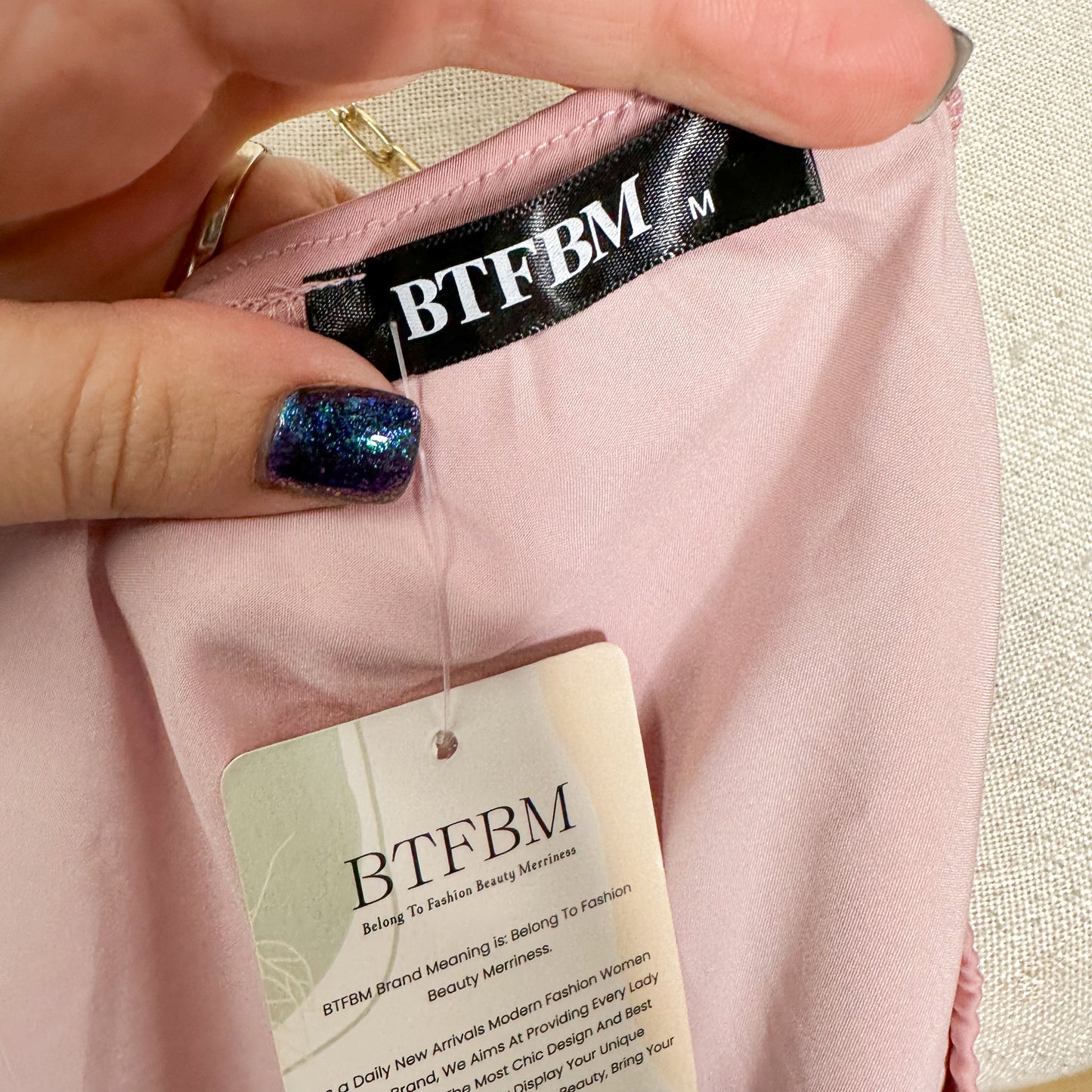 BTFBM New Pink Satin One Shoulder Mini Dress (M)