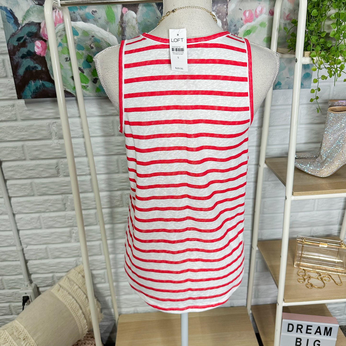 LOFT New Red/White Striped Tank Size Small