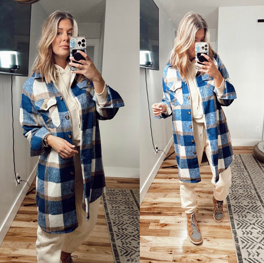 Blue Plaid Shacket (M)