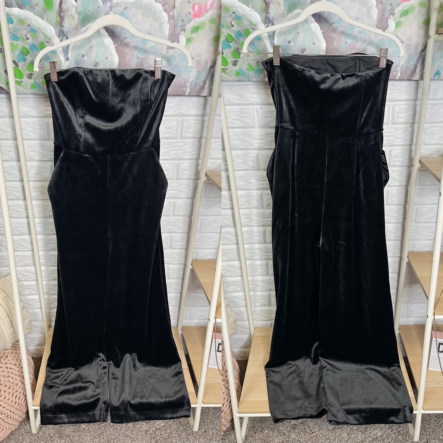 Express New Black Velvet Strapless Jumpsuit Size 6