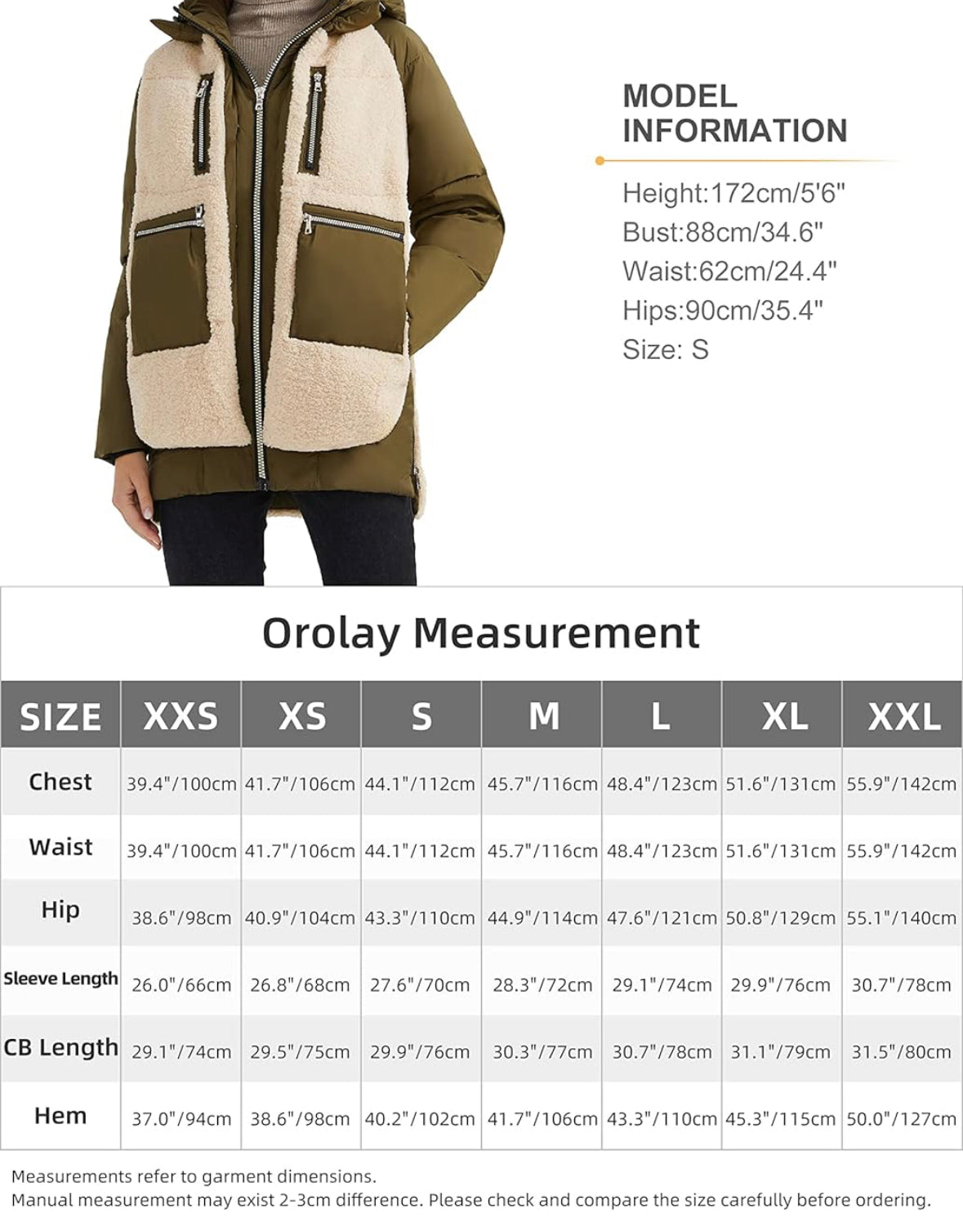 Orolay New Thickened Winter Down Sherpa Coat Size Large