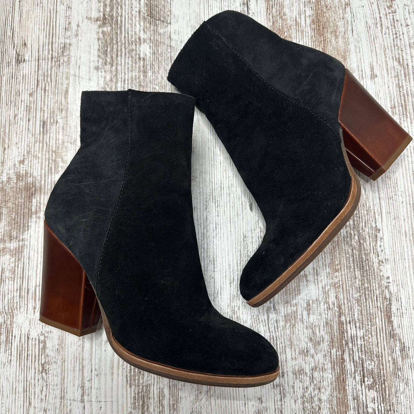 Kork-Ease Parr Suede Ankle Boots Booties Black Heeled 6