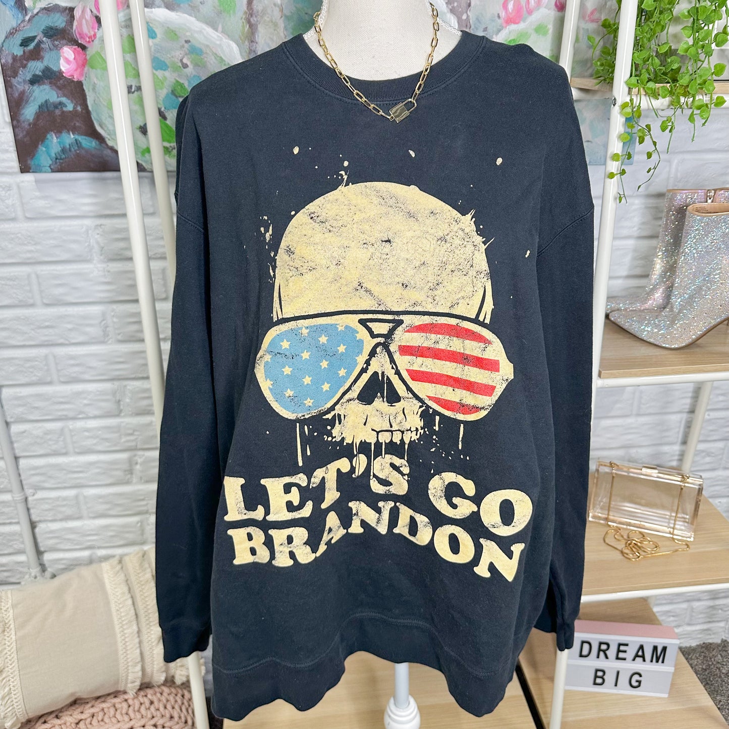 Let’s Go Brandon Skull Graphic Sweatshirt Size 2XL