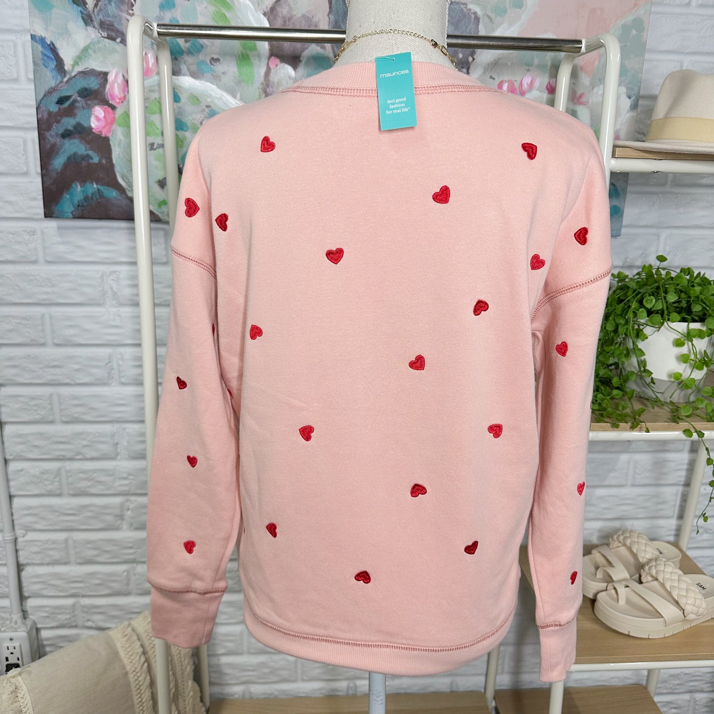 Maurice’s New Heart Embroidered Sweatshirt Size XS