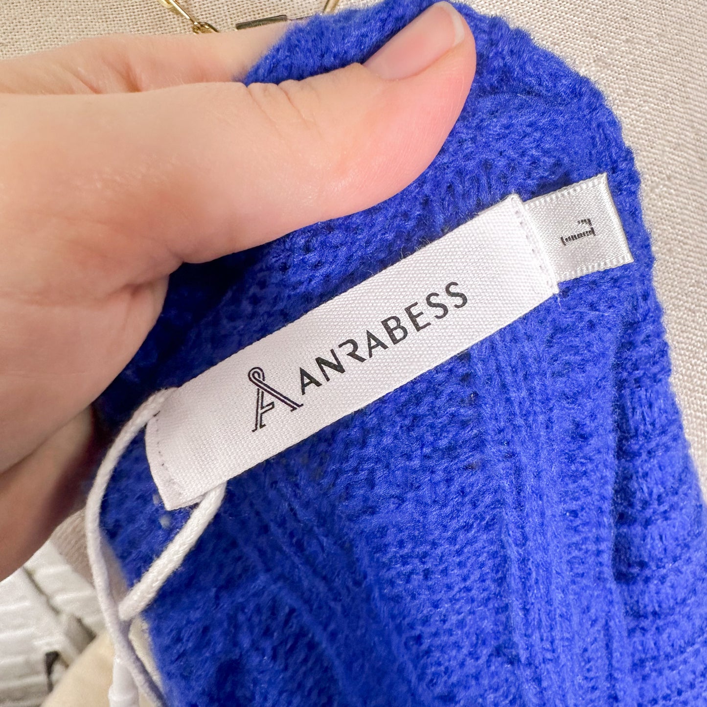 Anrabess New Blue Cable Knit Cardigan Size Large