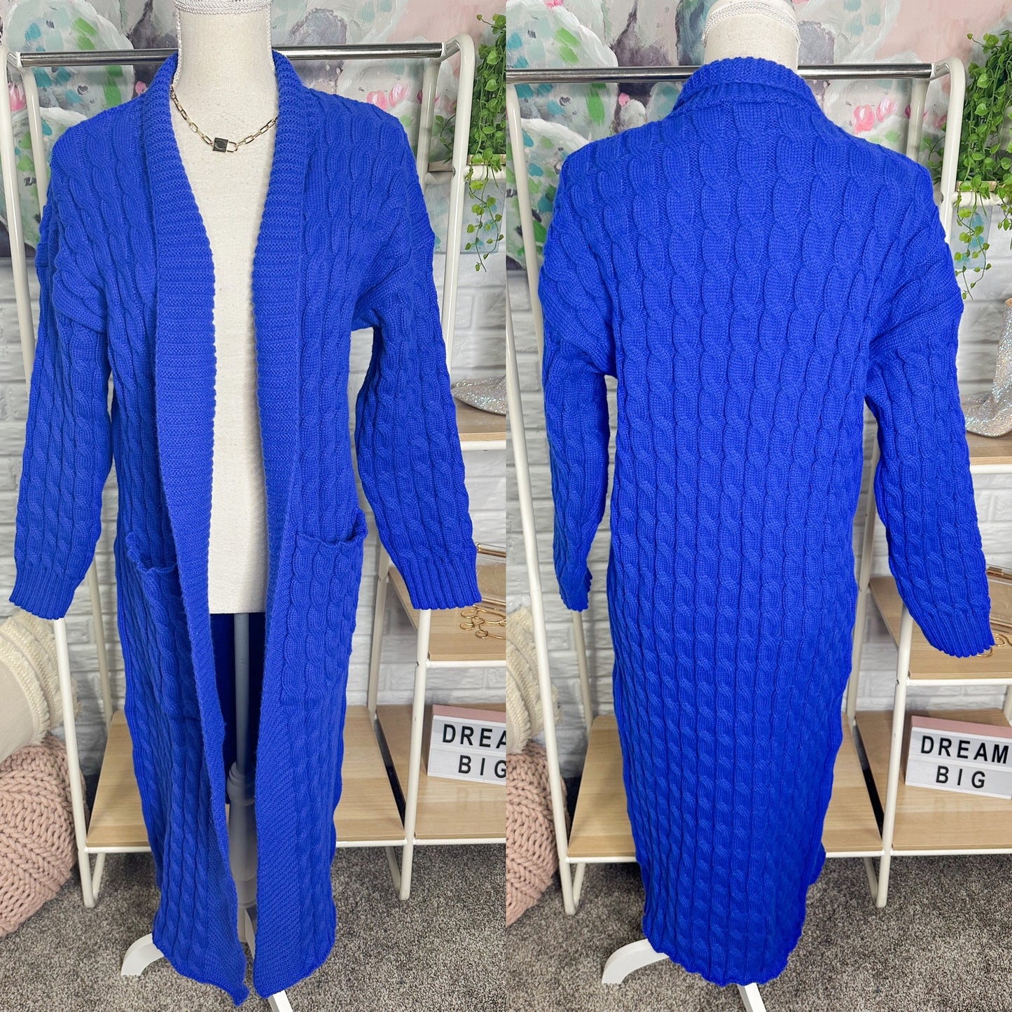 Anrabess New Blue Cable Knit Cardigan Size Large