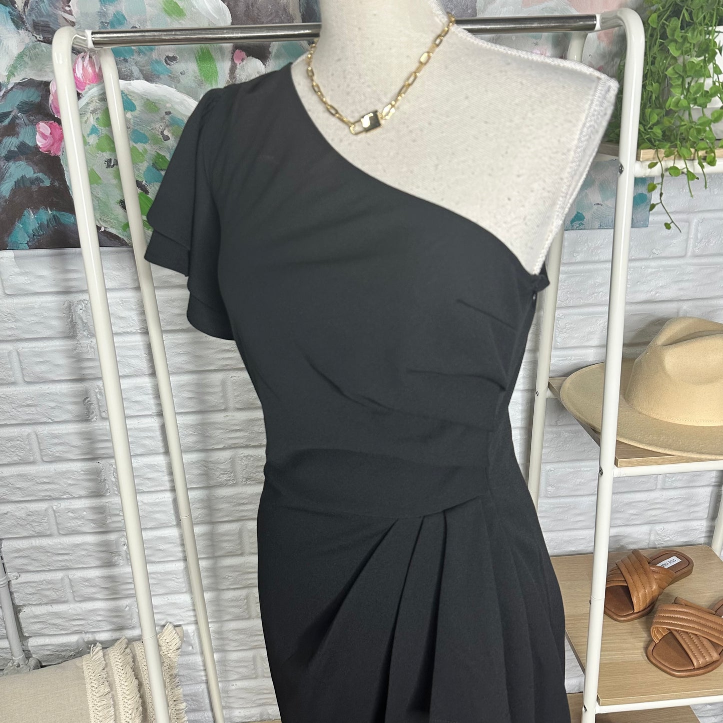 BTFBM New Black One Shoulder Mini Dress Size Medium