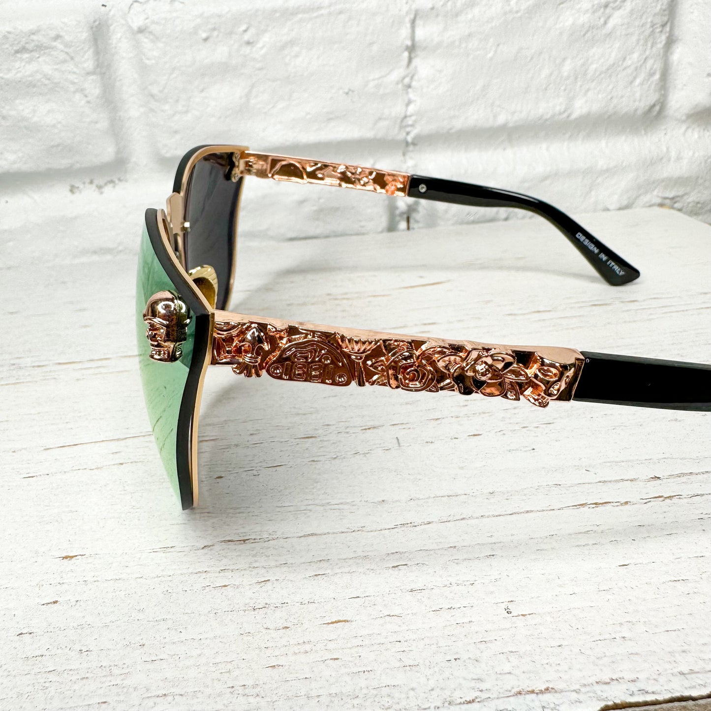 New Rose Gold Skull Mirror Sunglasses