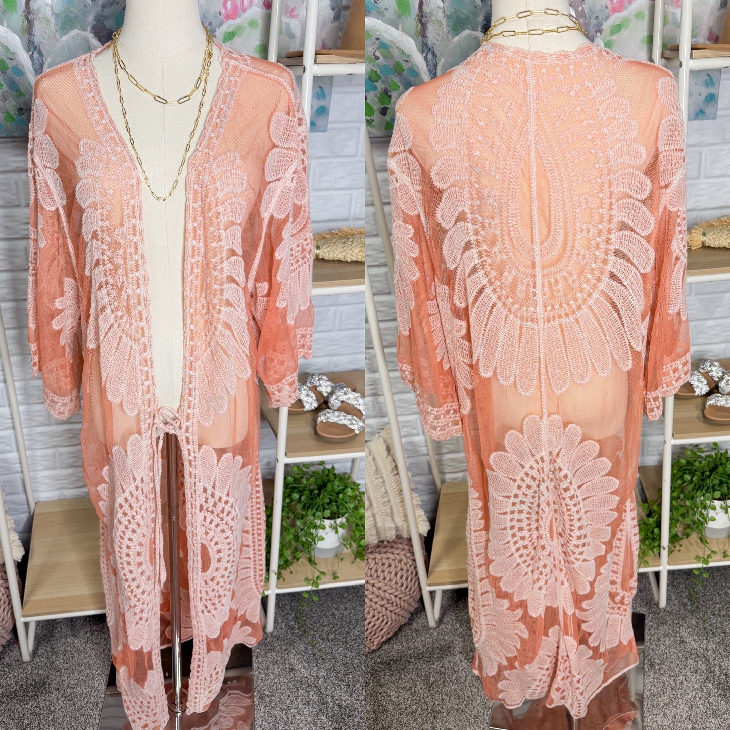 Cupshe Lace Kimono Coverup (OS)