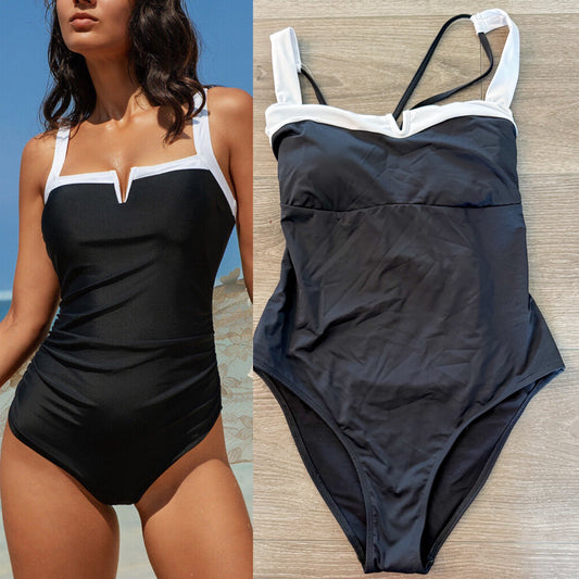 Cupshe New Black & White One Piece Swimsuit (M)