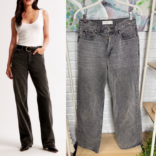 Abercrombie & Fitch High Rise Loose Jeans Faded Black (25/0)