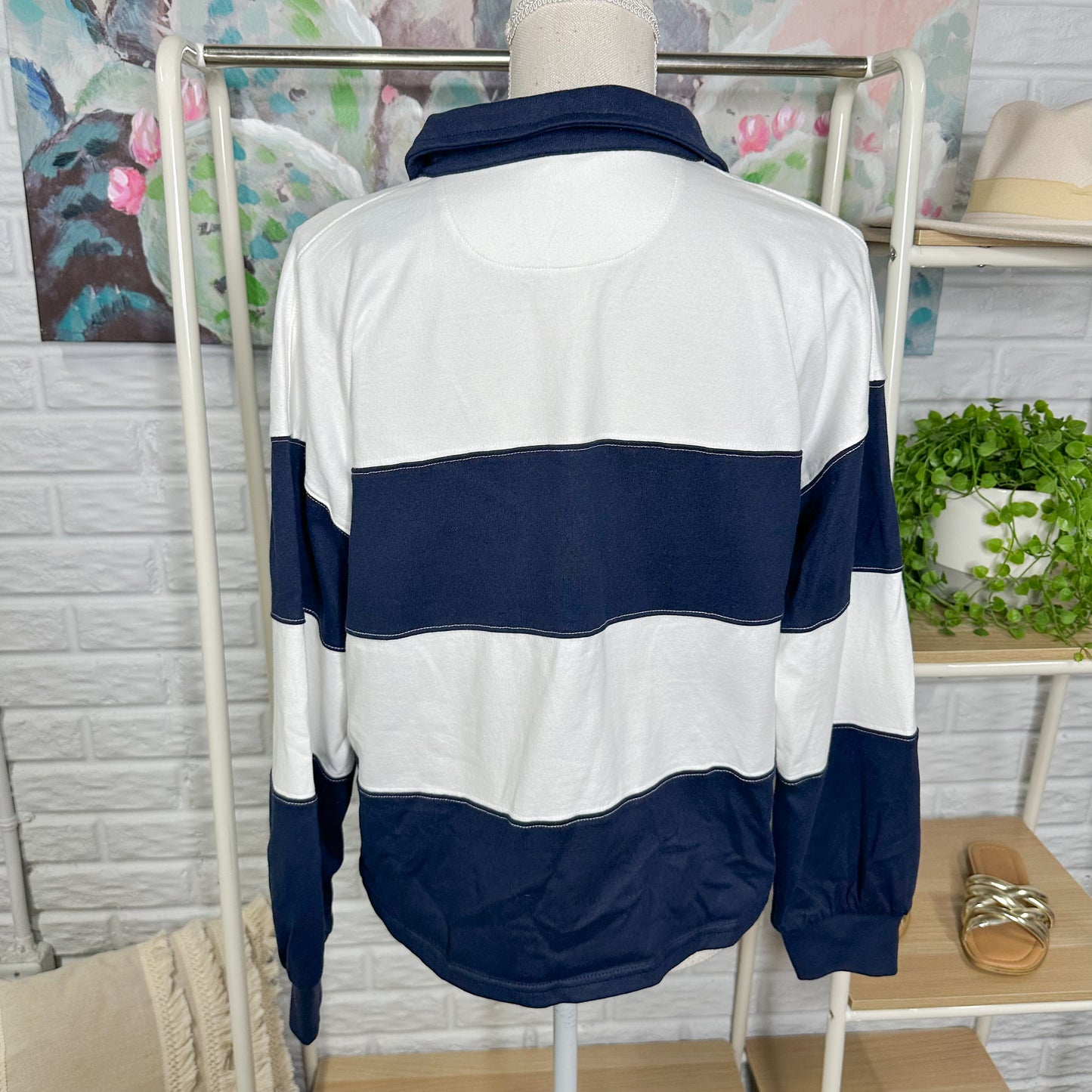 Maurice’s New Collared Rugby Striped Henley Tee (XS)